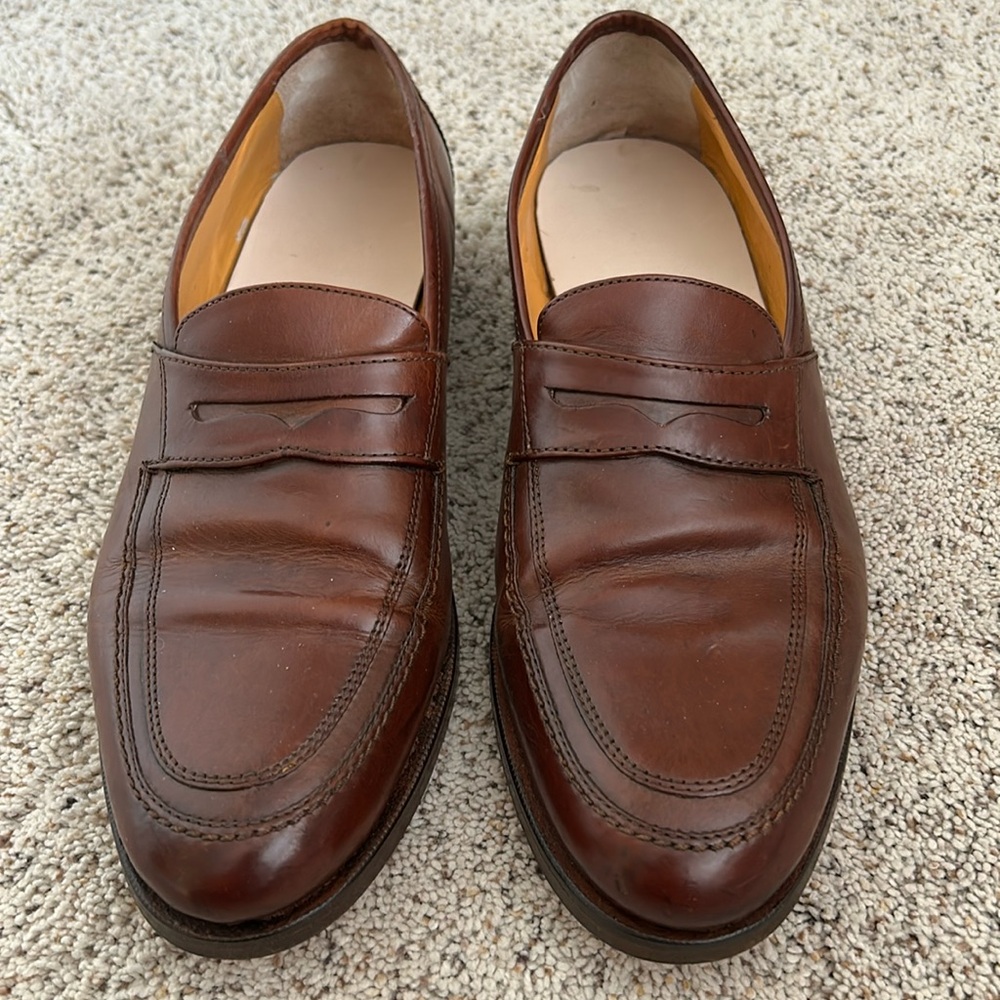 Johnston & Murphy British Tan Loafers 9.5M 100% Leather Shoe Inside & Out